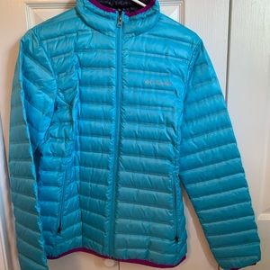 Columbia blue puffer jacket